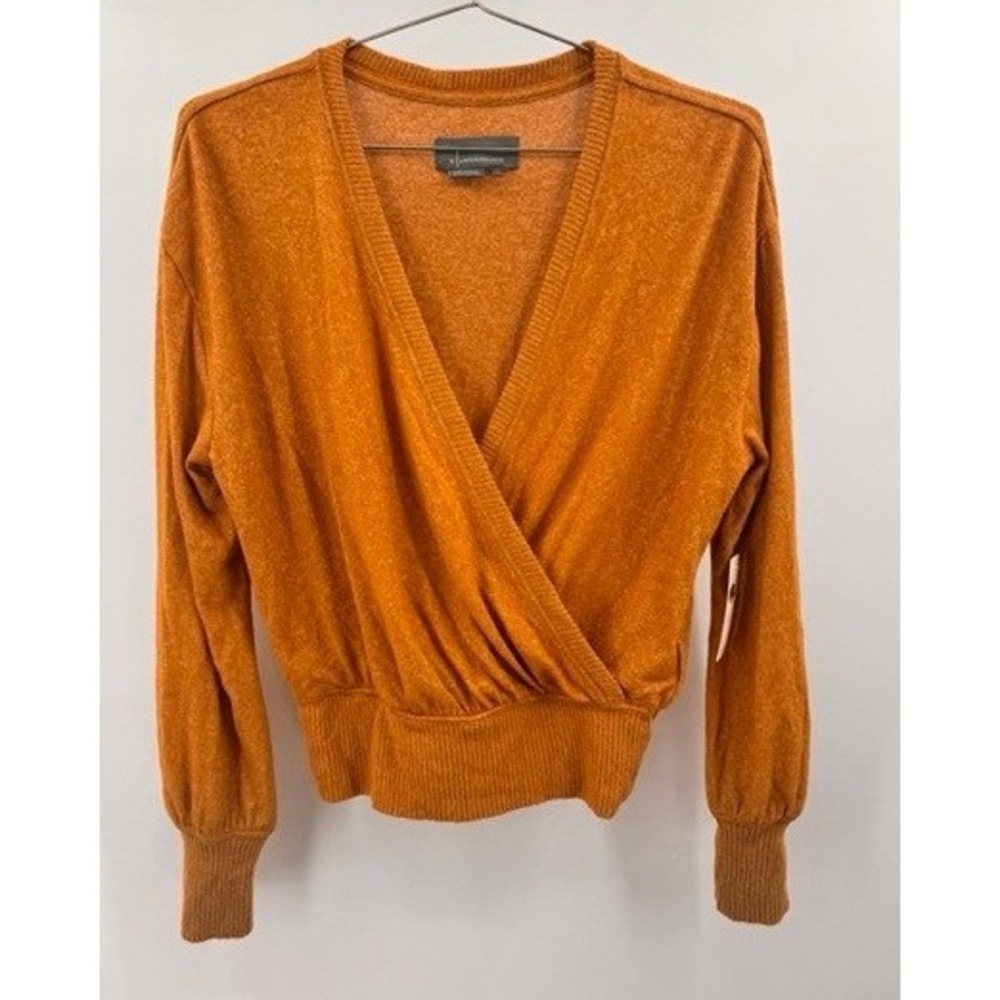 Anthropologie NEW Burnt Orange Wrap Knit Sweater XS Lightweight Boho Fall Layer